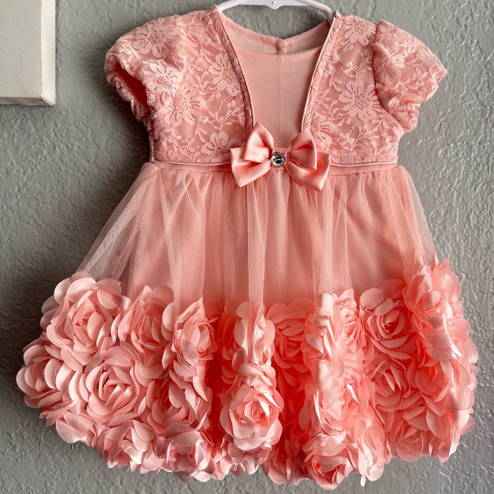 Peachy big flowers dress